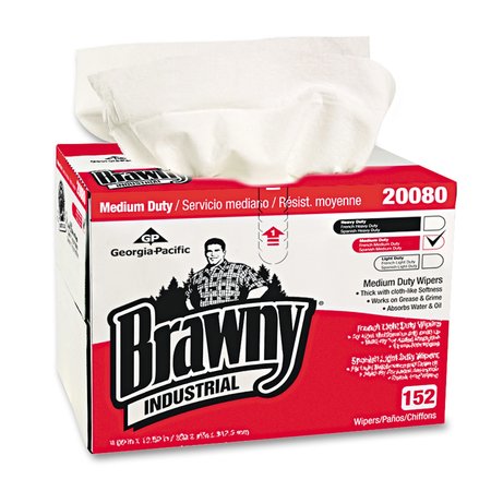 BRAWNY Towels & Wipes, White, Double Recrepe (DRC), 1 Wipes, 152 PK 20080/03